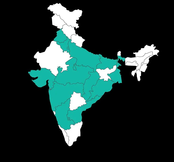 Map of India highlighting Berkowits clinic locations