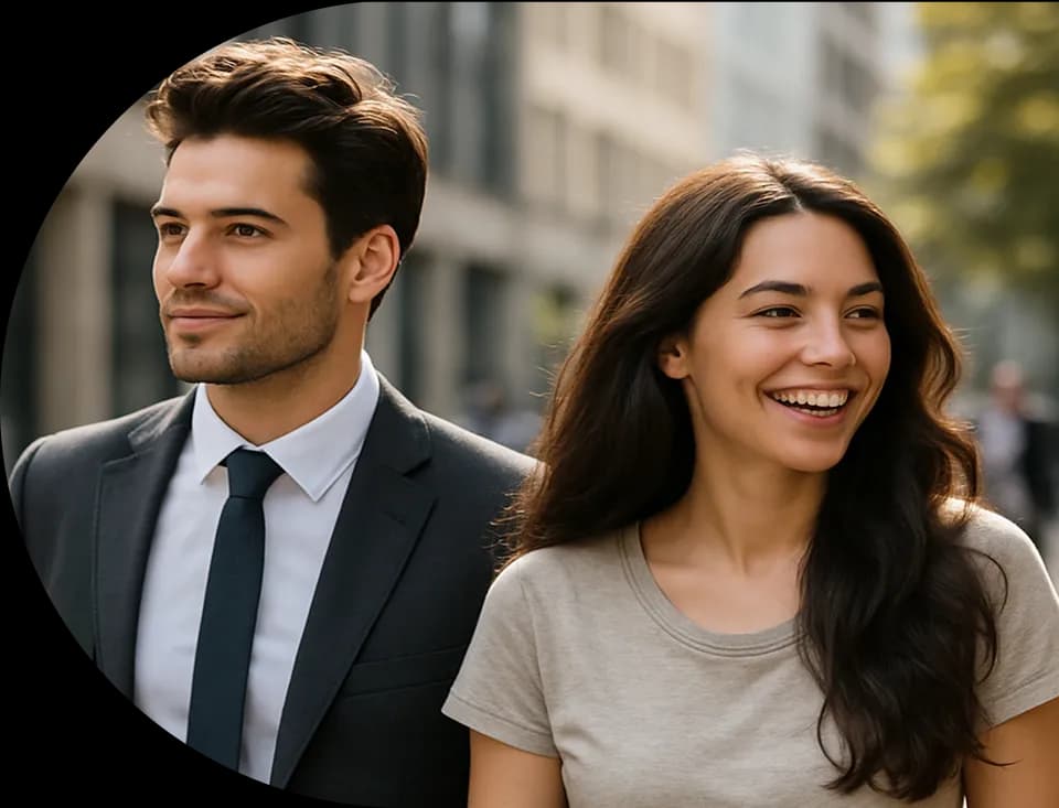 Couple smiling